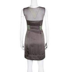 Philosophy di Alberta Ferretti Grey Embroidered Sleeveless Silk Dress S
