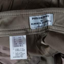 Pre Owned Philosophy di Alberta Ferretti Olive Green Satin Blazer and Trouser Set M