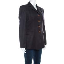 مملوكة مسبقًا Philosophy di Alberta Ferretti Dark Grey Striped Wool Tailored Blazer M