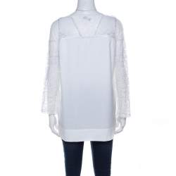 Pre Owned Philosophy di Alberta Ferretti Off White Cotton Lace Detail Top L