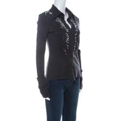 مملوكة مسبقًا توب فيلوسوفي دي ألبيرتا فيريتي صوف رصاصي داكنن مزخرف بكشكشة مزينة طويل M