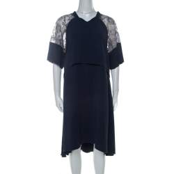 Philosophy Navy Blue Lace Detail Layered Shift Dress M