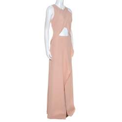 Philosophy di Alberta Ferretti Salmon Pink Crepe Overlap Detail Maxi Dress M
