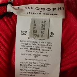 Pre Owned Philosophy Di Lorenzo Serafini Pink Patterned Rib Knit Flared Pants and Top Set M