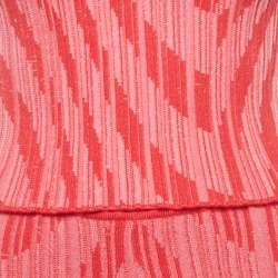 Pre Owned Philosophy Di Lorenzo Serafini Pink Patterned Rib Knit Flared Pants and Top Set M