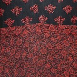 Philosophy di Lorenzo Serafini Red Printed Crepe V Neck William Morris Dress M