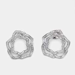 Piaget Rose Diamonds 18k White Gold Hoop Earrings