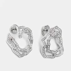 Piaget Rose Diamonds 18k White Gold Hoop Earrings