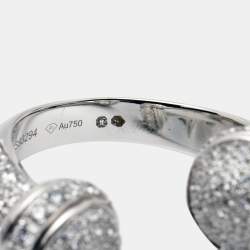 Piaget Possession Paved Diamond 18k White Gold Open Ring Size 52