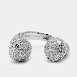 Piaget Possession Paved Diamond 18k White Gold Open Ring Size 52
