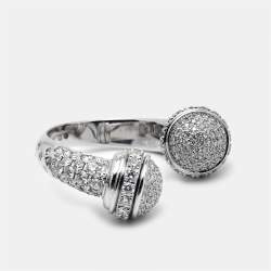 Piaget Possession Paved Diamond 18k White Gold Open Ring Size 52