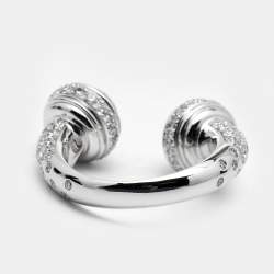 Piaget Possession Paved Diamond 18k White Gold Open Ring Size 52