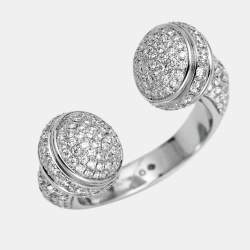 Piaget Possession Paved Diamond 18k White Gold Open Ring Size 52