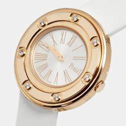 Pre Owned Piaget Silver 18k Rose Gold Diamond Satin Possession G0A41086 Women's Wristwatch 29 mm