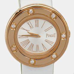 Pre Owned Piaget Silver 18k Rose Gold Diamond Satin Possession G0A41086 Women's Wristwatch 29 mm