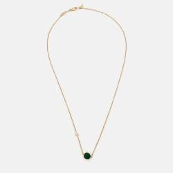 Pre Owned Piaget Possession Malachite Diamond 18K Rose Gold Pendant Necklace