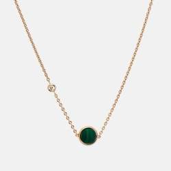 Pre Owned Piaget Possession Malachite Diamond 18K Rose Gold Pendant Necklace