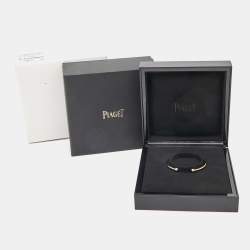 Piaget Possession Onyx 18K Rose Gold Open Bangle Bracelet Size 16