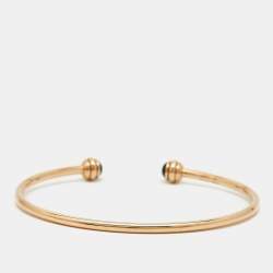 Piaget Possession Onyx 18K Rose Gold Open Bangle Bracelet Size 16