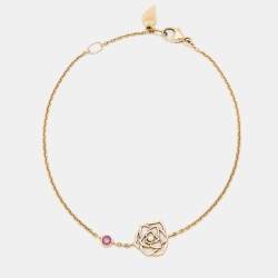 Pre Owned Piaget Rose Diamond Pink Sapphire 18k Rose Gold Bracelet