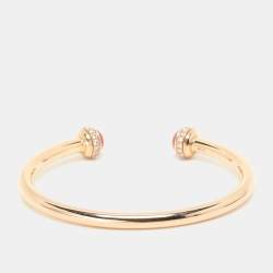 Pre Owned Piaget Diamond Caenelian 18k Yellow Gold Possession Open Bracelet Size 15