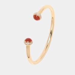 Pre Owned Piaget Diamond Caenelian 18k Yellow Gold Possession Open Bracelet Size 15