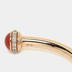 Pre Owned Piaget Diamond Caenelian 18k Yellow Gold Possession Open Bracelet Size 15