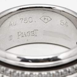 Pre Owned Piaget Possession Diamonds 18k White Gold Ring Size 54