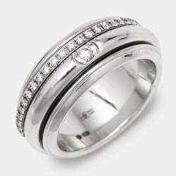 Pre Owned Piaget Possession Diamonds 18k White Gold Ring Size 54