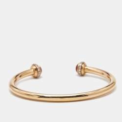 Pre Owned Piaget Possession Diamond Carnelian 18k Rose Gold Open Bracelet Size 16