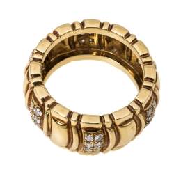 Pre Owned Piaget Diamond 18K Yellow Gold Wide Band Ring Size 53