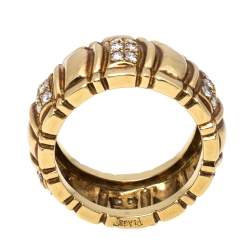 Pre Owned Piaget Diamond 18K Yellow Gold Wide Band Ring Size 53