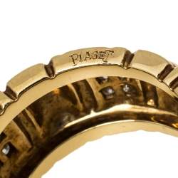 Pre Owned Piaget Diamond 18K Yellow Gold Wide Band Ring Size 53