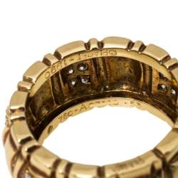 Pre Owned Piaget Diamond 18K Yellow Gold Wide Band Ring Size 53