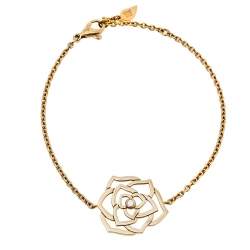 Piaget Diamond Rose Motif 18K Yellow Gold Chain Link Bracelet