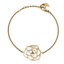 Piaget Diamond Rose Motif 18K Yellow Gold Chain Link Bracelet