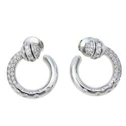 Piaget Possession Diamond 18K White Gold Open Hoop Earrings
