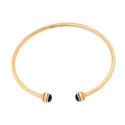 Piaget Possession 18K Rose Gold Onyx Cabochon Open Bangle Bracelet Size 15