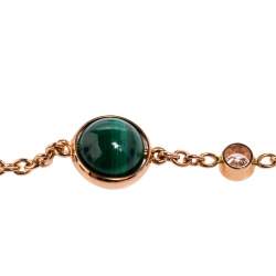 Pre Owned Piaget Possession Malachite Diamond 18K Rose Gold Charm Bracelet 