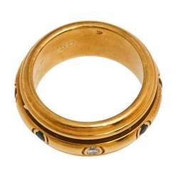 Piaget Multi Gemstone 18k Yellow Gold Rolling Ring Size 52