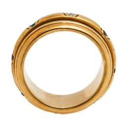 Piaget Multi Gemstone 18k Yellow Gold Rolling Ring Size 52