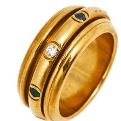 Piaget Multi Gemstone 18k Yellow Gold Rolling Ring Size 52