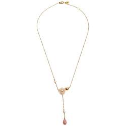 Piaget Rose Diamond Pink Opal 18k Yellow Gold Necklace