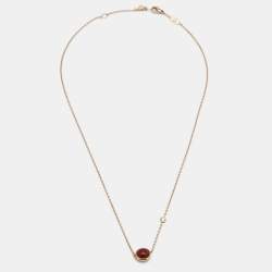 Pre Owned Piaget Possession Carnelian Diamond 18k Rose Gold Chain Necklace