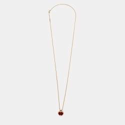 Pre Owned Piaget Possession Carnelian Diamond 18k Rose Gold Pendant Necklace