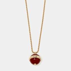 Pre Owned Piaget Possession Carnelian Diamond 18k Rose Gold Pendant Necklace