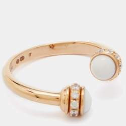Piaget Possession Chalcedony Diamonds 18k Rose Gold Ring Size 52