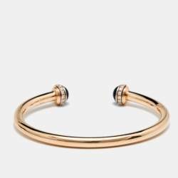 Pre Owned Piaget Possession Diamond Onyx 18k Rose Gold Cuff Bracelet 15