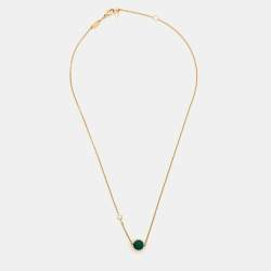 مملوكة مسبقًا Piaget Possession Malachite Diamond 18k Rose Gold Chain Necklace