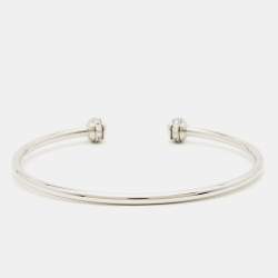 Piaget Possession Diamond 18k White Gold Open Bangle Thin Bracelet 15